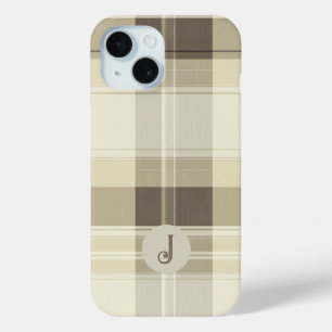 Customizable Beige and Brown Plaid Phone Case