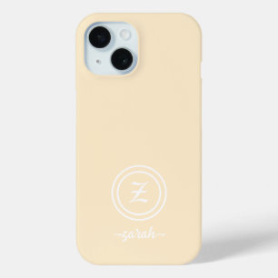 Customizable Beige Monogram & Name Phone Case