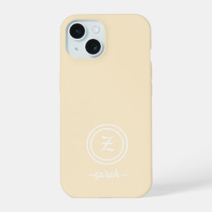 Customizable Beige Monogram & Name Phone Case