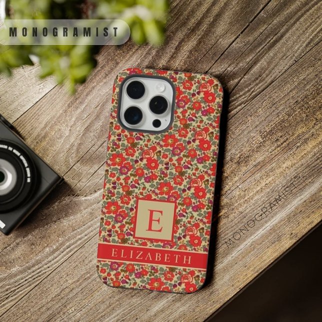 Customizable Beige Tan Floral Red Purple Flower iPhone Case (Customizable Beige Tan Floral Red Purple Flower iPhone Case)