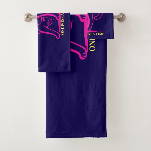 Customizable "Bend It Like 2025" Yoga Cat Bath Towel Set (Insitu)