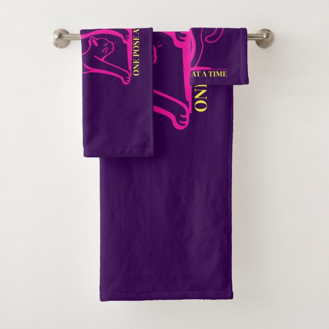 Customizable "Bend It Like 2025" Yoga Cat Bath Towel Set (Insitu)