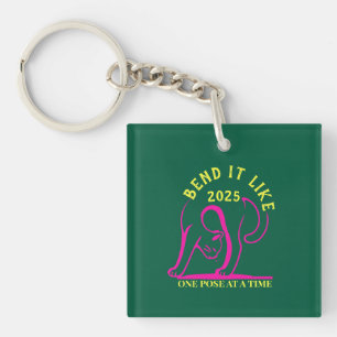 Customizable "Bend It Like 2025" Yoga Cat Keychain