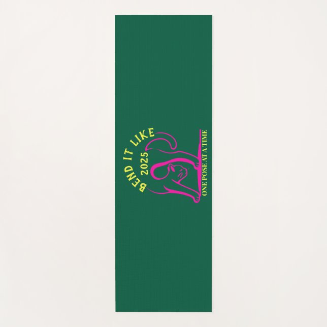Customizable "Bend It Like 2025" Yoga Cat Mat (Front)