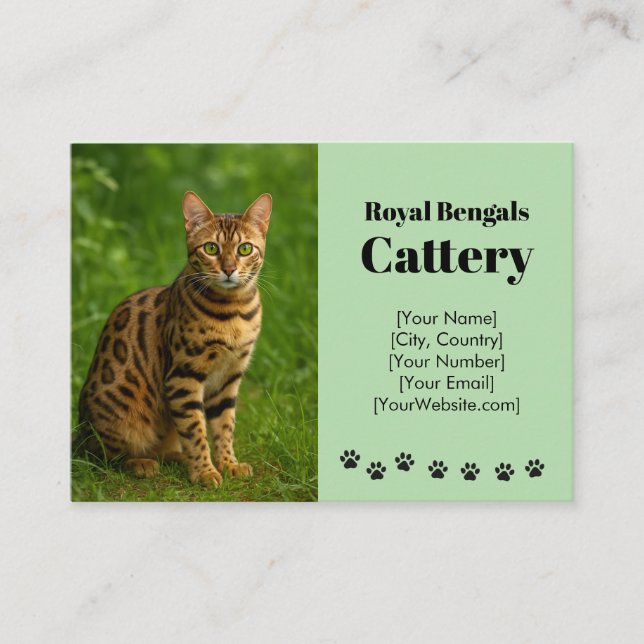 Customizable Bengal Cattery Business Card  (Front)
