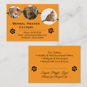 Customizable Bengal Cattery Business Card Template