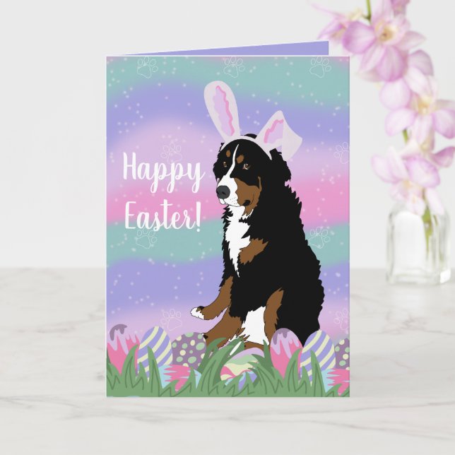 Customizable Bernese Mountain Dog Easter Card (Orchid)