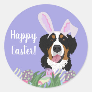 Customizable Bernese Mountain Dog Easter Classic Round Sticker