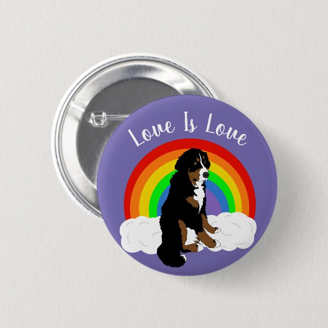Customizable Bernese Mountain Dog Gay Pride Button (Front & Back)