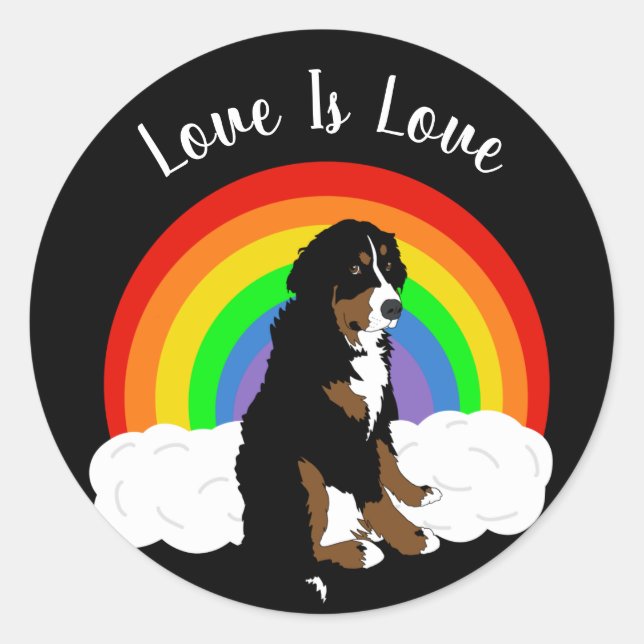 Customizable Bernese Mountain Dog Gay Pride Classic Round Sticker (Front)