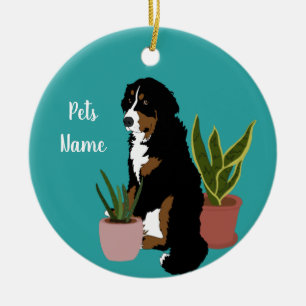 Customizable Bernese Mountain Dog Houseplants Ceramic Ornament