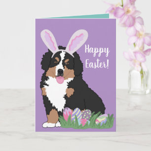 Customizable Bernese Mountain Dog Puppy Easter Card