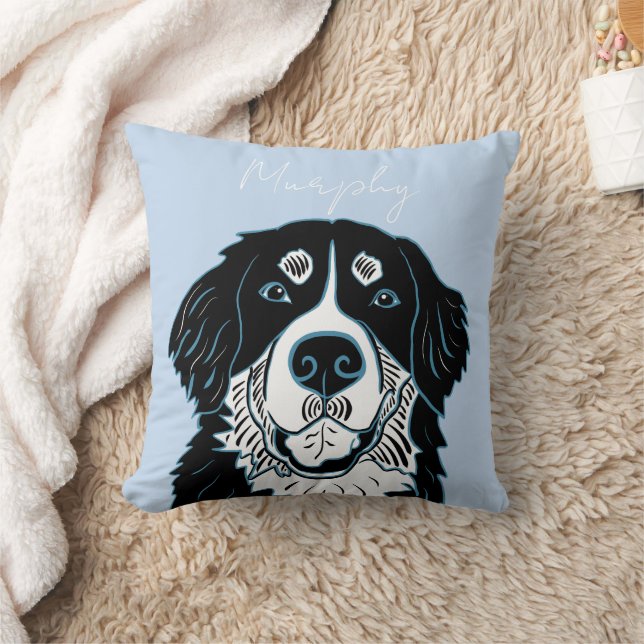 Customizable Bernese Mountain Dog   Throw Pillow (Blanket)