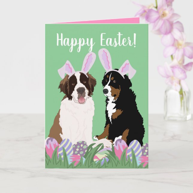 Customizable Bernese Saint Bernard Easter  Card (Orchid)