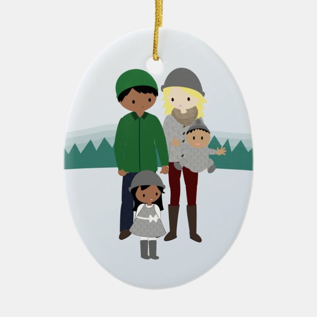 Customizable Bi-Racial Family Christmas Ornament (Front)