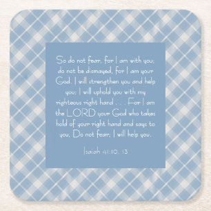 Customizable Bible Verse Isaiah 41:10, 13 Square Paper Coaster