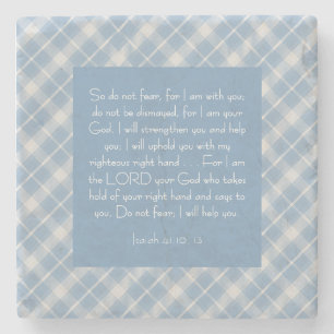 Customizable Bible Verse Isaiah 41:10, 13 Stone Coaster
