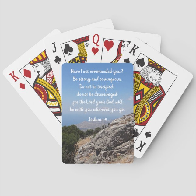 Customizable Bible Verse Mountain view Playing Cards (Back)