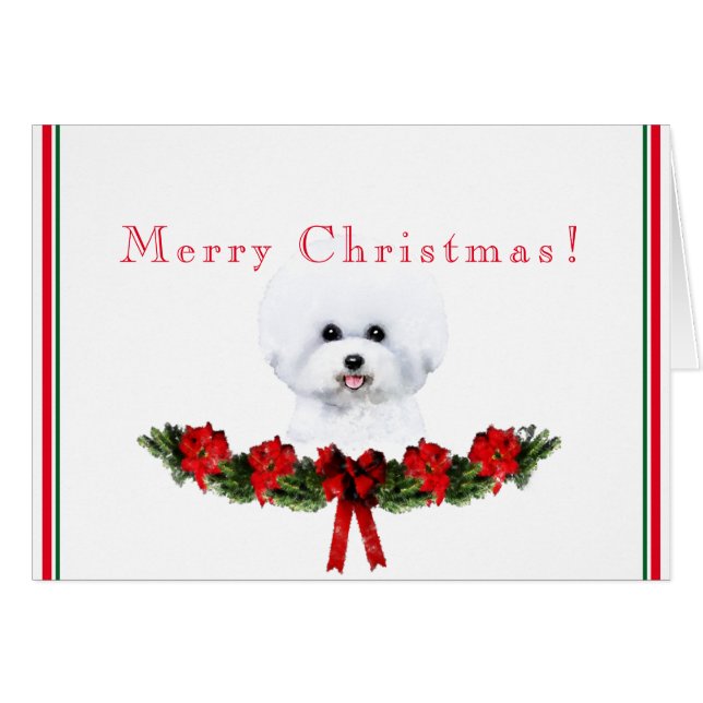 Customizable Bichon Frise Holiday Card (Front Horizontal)