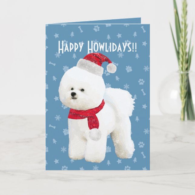 Customizable Bichon Frise Holiday Card (Front)