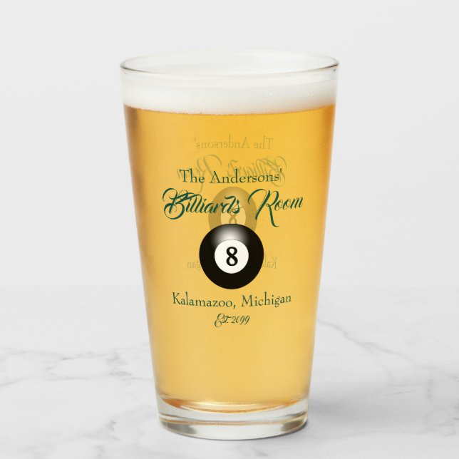 Customizable Billiards Pool Table Balls Bar Beer Glass (Front Filled)