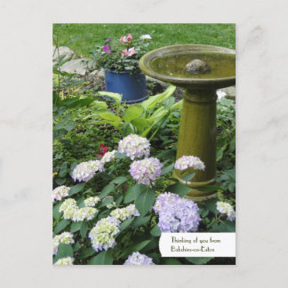 Customizable Birdbath & English Garden Postcard