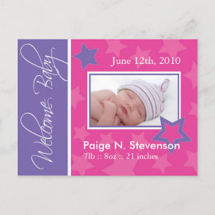 Customizable Birth Announcement Postcard