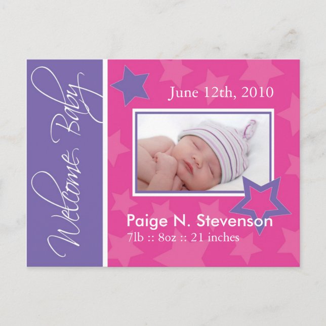 Customizable Birth Announcement Postcard (Front)