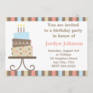 Customizable Birthday Cake Invitation