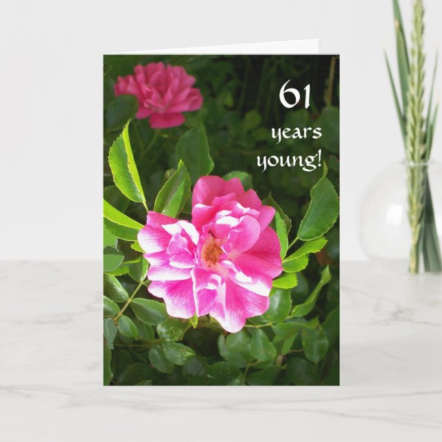 Customizable Birthday Card - Bright Pink Roses (Front)
