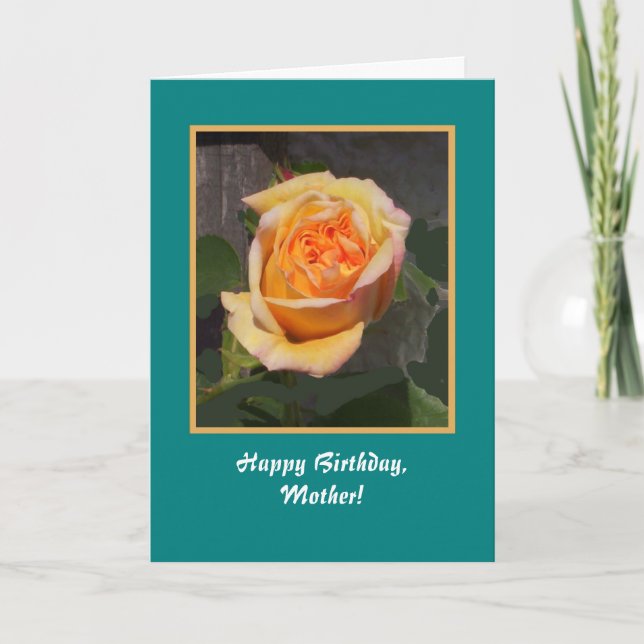Customizable Birthday Card, Dreaming Spires Rose Card (Front)