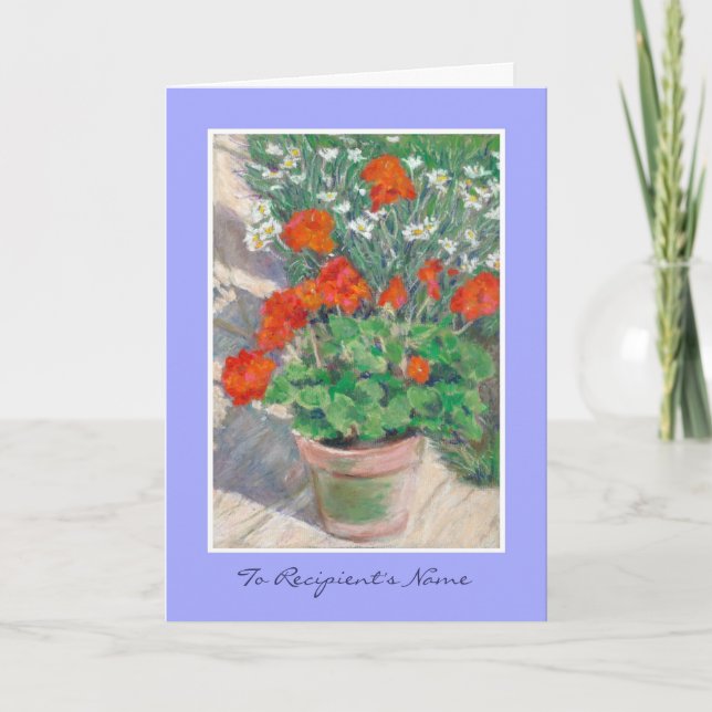 Customizable Birthday Card - Red Geraniums (Front)