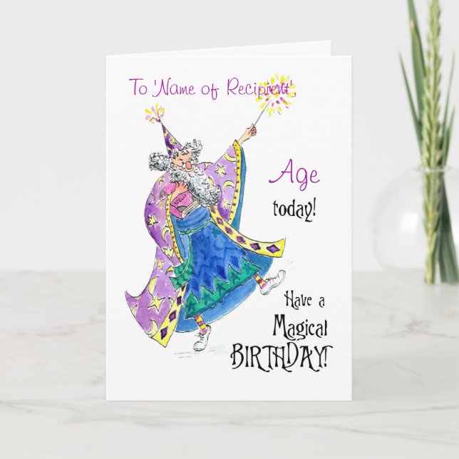 Customizable Birthday Card with Magician (Front)