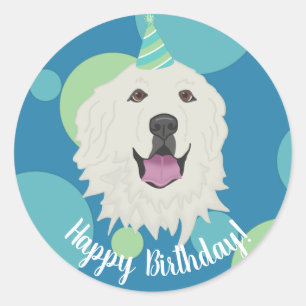 Customizable Birthday Great Pyrenees   Classic Round Sticker