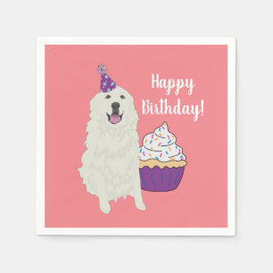 Customizable Birthday Great Pyrenees Mountain Dog Napkin