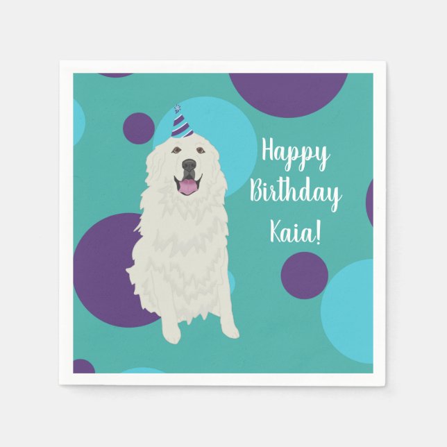 Customizable Birthday Great Pyrenees Napkin (Front)
