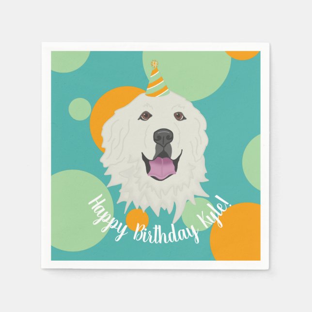 Customizable Birthday Great Pyrenees Napkin (Front)