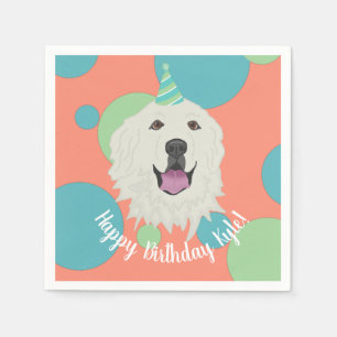 Customizable Birthday Great Pyrenees  Napkin