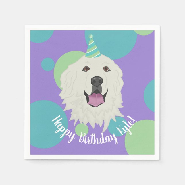 Customizable Birthday Great Pyrenees  Napkin (Front)