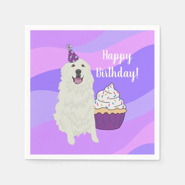 Customizable Birthday Great Pyrenees Napkin (Front)