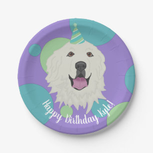 Customizable Birthday Great Pyrenees Paper Plate