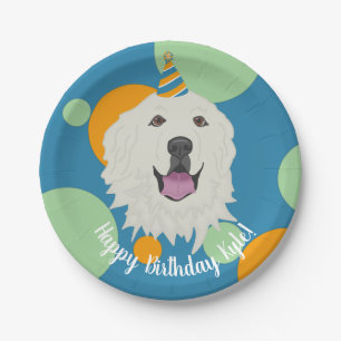 Customizable Birthday Great Pyrenees Paper Plate
