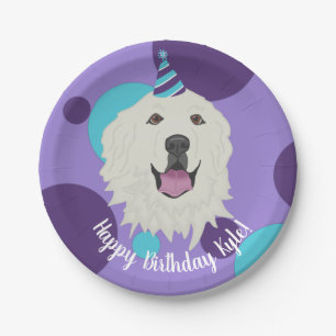 Customizable Birthday Great Pyrenees  Paper Plate