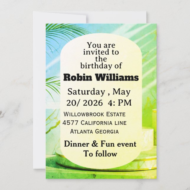 Customizable Birthday Invitation for adults  (Front)
