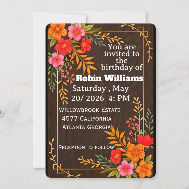 Customizable Birthday Invitation for adults  (Front)