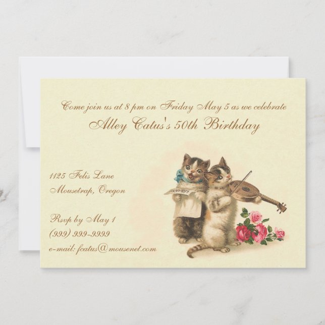 Customizable Birthday Invitation for Cat Lovers (Front)