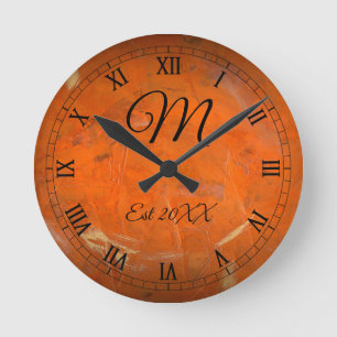 Customizable Birthday Monogram Glazed Terracotta Round Clock
