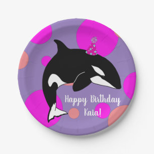 Customizable Birthday Orca Killer Whale Paper Plate
