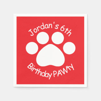 Customizable Birthday PAWty - Red Napkin