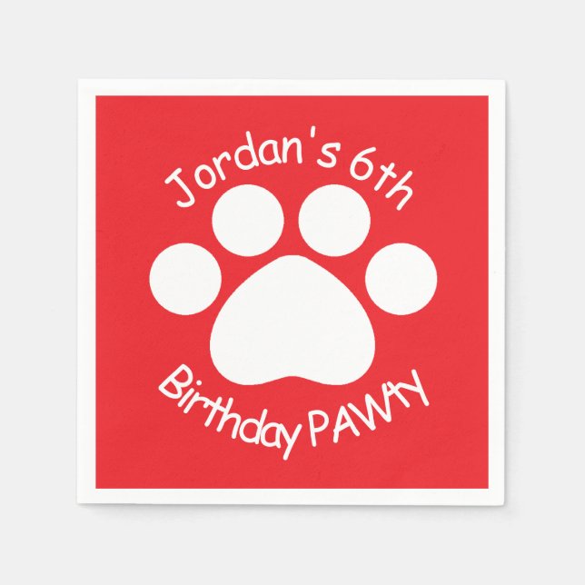 Customizable Birthday PAWty - Red Napkin (Front)